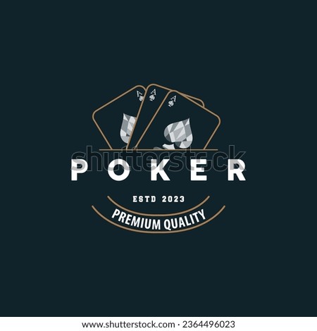 Poker Card Logo Classic Vector Gambling Game Design Simple Symbol Template
