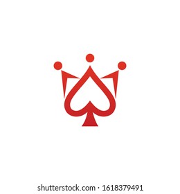 poker card logo with crown template