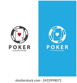 Poker Card Logo Vector Gambling Game Design Simple Symbol Template Vector Design