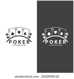 Poker Card Logo Vector Gambling Game Design Simple Symbol Template Vector Design