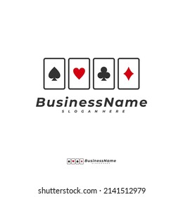 Plantilla vectorial del logotipo de la tarjeta de poker, concepto de logotipo de juegos creativos