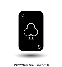 poker card. QUEEN CLUB BLACK. White easy to separate the background. icon illustration image used for print, website, fabrics, decorating, design, etc.