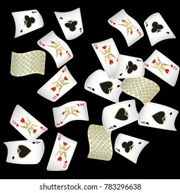 Poker card scattered banner. Vector illustration.