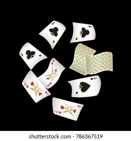 Poker card scattered banner. Vector illustration.