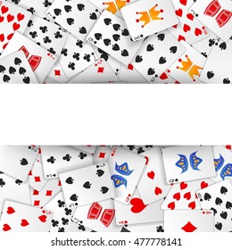 Poker card scattered with sign background