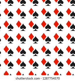 Poker card suit seamless pattern background. Can be used for wallpaper,fabric, web page background, surface texture.Abstract vector backround.