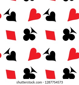 Poker card suit seamless pattern background. Can be used for wallpaper,fabric, web page background, surface texture.Abstract vector backround.