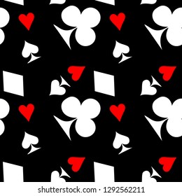 Poker card suit seamless pattern background. Can be used for wallpaper,fabric, web page background, surface texture.Abstract vector backround.