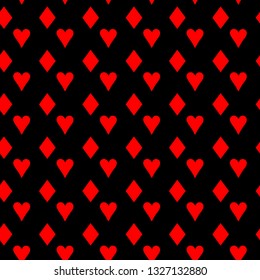 Poker card suit seamless pattern background. Can be used for wallpaper,fabric, web page background, surface texture.Abstract vector backround.