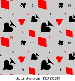 Poker card suit seamless pattern background. Can be used for wallpaper,fabric, web page background, surface texture.Abstract vector backround.