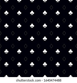 Poker card suit seamless pattern on black background. Can be used for wallpaper,fabric, web page background, surface texture.Abstract vector backround.