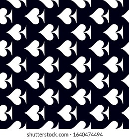 Poker card suit seamless pattern on black background. Can be used for wallpaper,fabric, web page background, surface texture.Abstract vector backround.