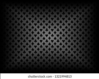 Poker card suits black pattern dark background vector illustration
