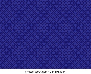 Poker card suits blue casino pattern background vector 