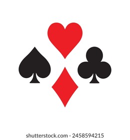 Poker card suits - hearts, clubs, spades and diamonds - on white background. Casino gambling theme vector illustration. 