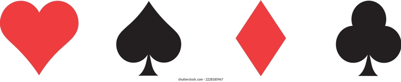 Poker card suits on white background