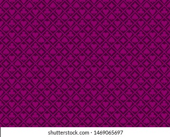 Poker card suits purple
 casino pattern background vector 