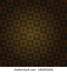 Poker card suits rectangle golden
 casino pattern background vector illustration