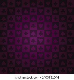 Poker card suits rectangle purple casino pattern background vector illustration