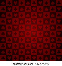 Poker card suits rectangle red casino pattern background vector illustration