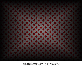 Poker card suits red pattern dark background 