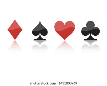 Poker Card Suits Reflection White Background Stock Vector (Royalty Free ...