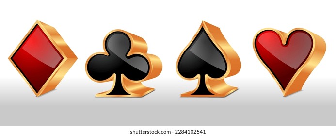 Poker card suits. Set of four aces playing cards suits. Vector illustration.