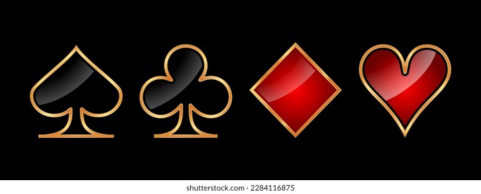 Poker card suits. Set of playing cards suits. Vector illustration.