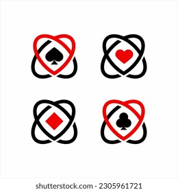 Poker card symbol logo design with abstract heart element.