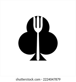 Diseño de logotipo vectorial de tarjeta de póquer con bifurcación.