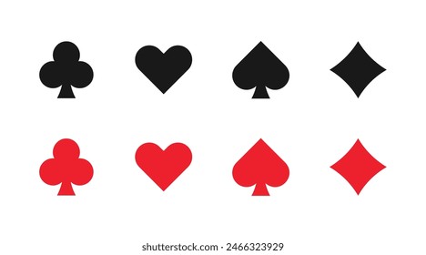 Poker card  vector.  Set  of playing card symbols on white background.