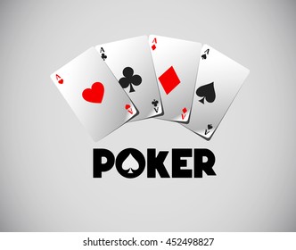 Poker cards, Poker aces isolated. Playing cards.