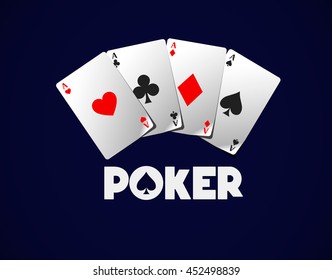 Poker cards, Poker aces isolated. Playing cards.