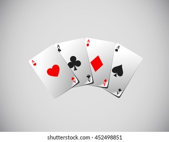 Poker cards, Poker aces isolated. Playing cards.