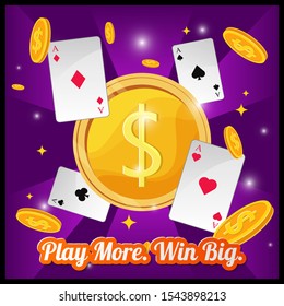 Poker Cards Aces Set Playing Dollars Illustration Vector