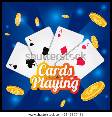 Poker Cards Aces Set Playing Dollars Illustration Vector