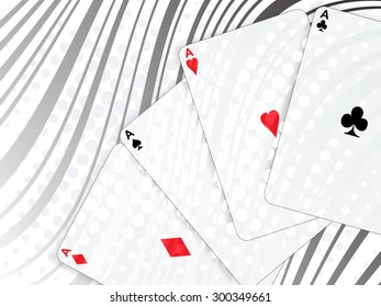 Poker cards background with black waves