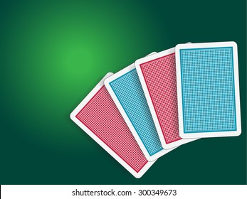 Poker cards background on green board