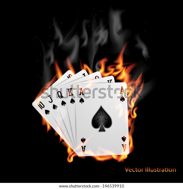 Poker Cards Burn Fire Stock Vector (Royalty Free) 146539910
