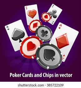Poker Cards and Chips background in vector