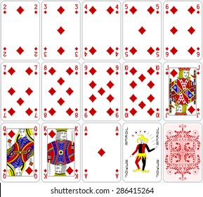 Poker cards diamond set four color classic design 600 dpi