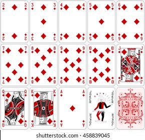 Poker cards diamond set two color classic design