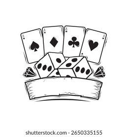 cartas de pôquer e vetor de dados