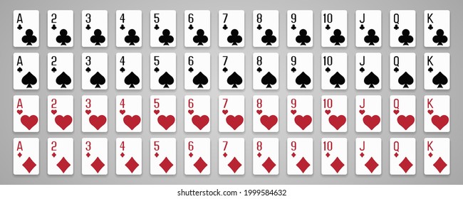 Poker cards full deck. Playing cards. Vector illustrator.