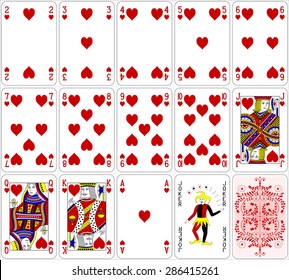 Poker cards heart set four color classic design 600 dpi