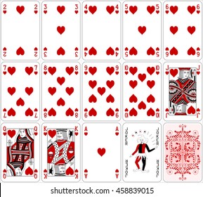 Poker cards heart set two color classic design