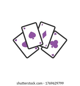 poker cards icon over white background, half line half color style, vector illustration