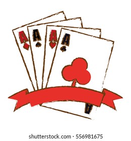 poker cards icon over white background. gambling games concept. colorful desing. vector illustration