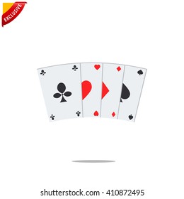 poker cards icon, vector casino icon, isolader game cards icon