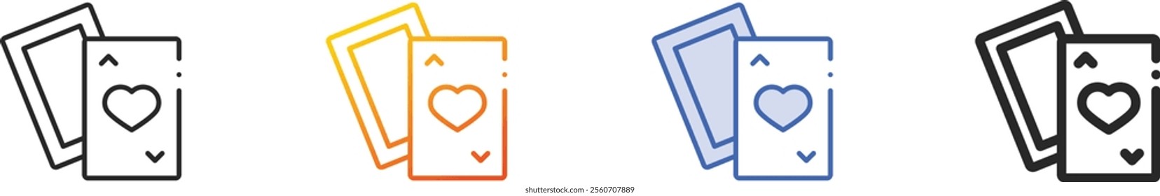 poker cards icon.Thin Linear, Gradient, Blue Stroke and bold Style Design Isolated On White Background